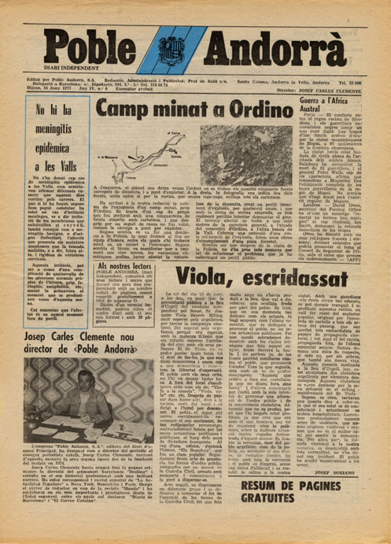 Poble Andorrà. Diari independent, el primer diari editat íntegrament en català