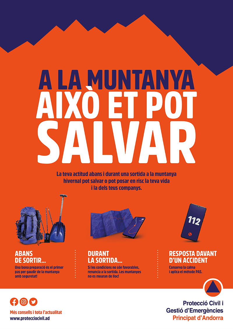 Poster Campanya A la muntanya, això et pot salvar
