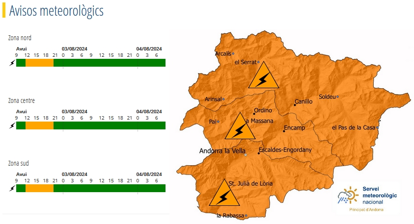 Activada una prealerta per tempesta aquest divendres a la tarda
