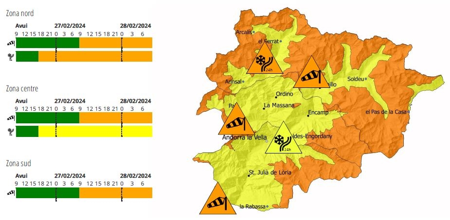 Activada una prealerta per fort vent i nevades abundants que es concentraran al nord del país i en altura