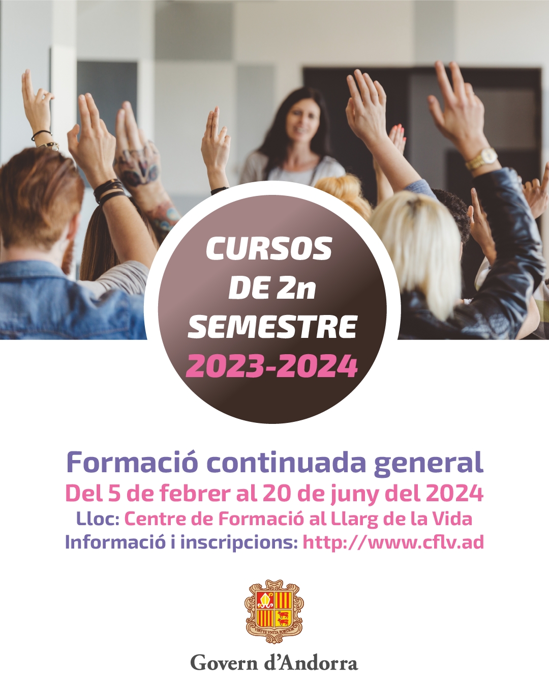 Obertes les inscripcions als nous cursos que ofereix el Centre de Formació al Llarg de la Vida entre febrer i el juny