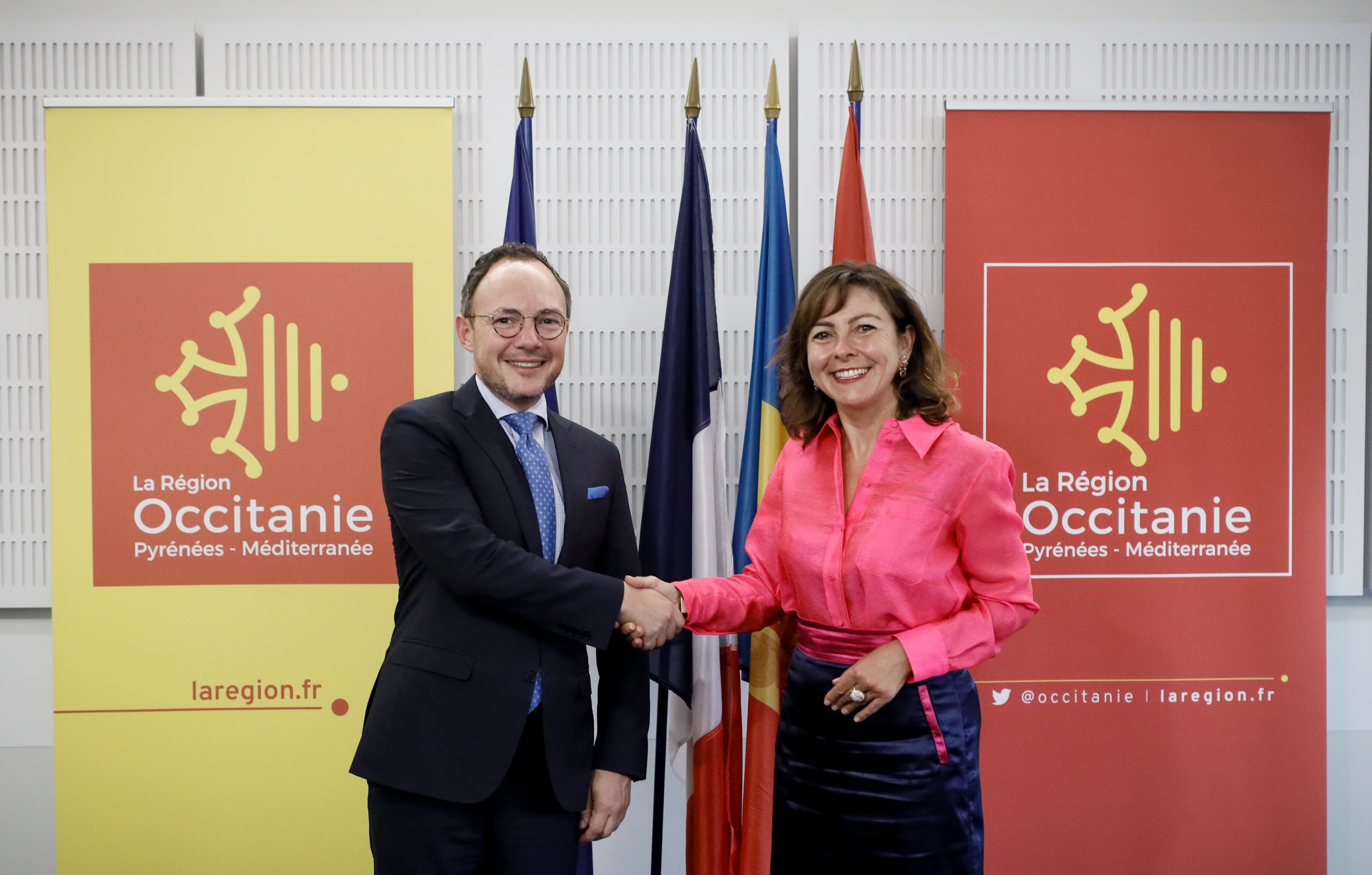 Primera trobada entre el cap de Govern, Xavier Espot, i la presidenta del Consell Regional d’Occitània, Carole Delga