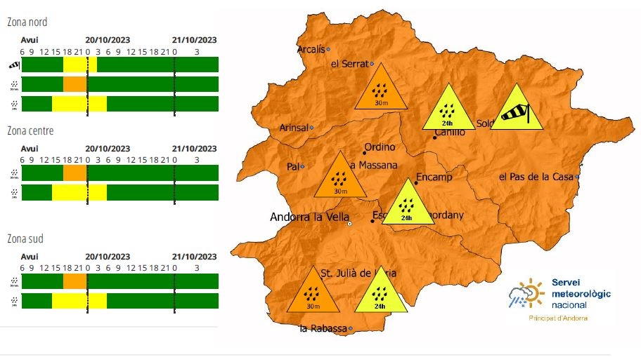 Prealerta per un episodi de pluja intensa aquest dijous a la tarda i ràfegues de fort vent