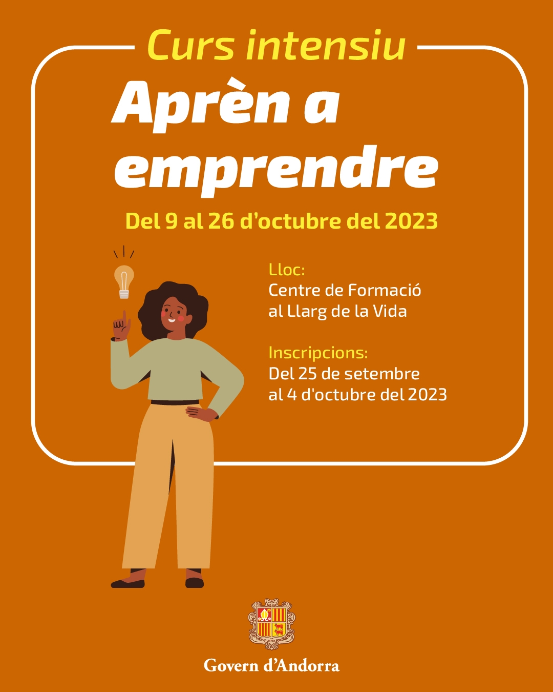 S’obre el període d’inscripció per al curs ‘Aprèn a emprendre’ del Centre de Formació al Llarg de la Vida