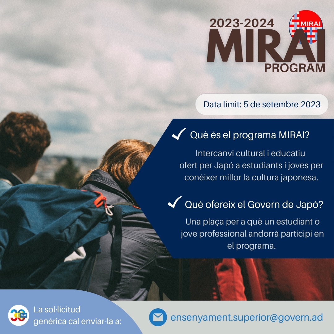 Oberta la convocatòria per inscriure’s al programa d’intercanvi cultural amb el Japó
