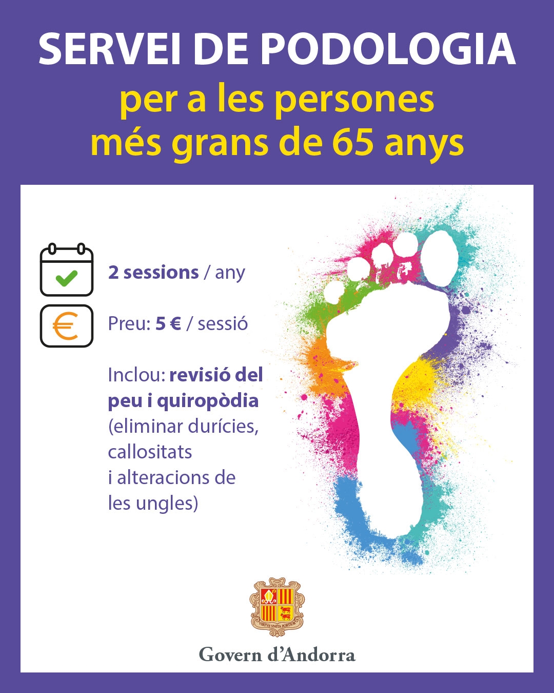 El Govern posa en marxa el servei de podologia per les persones majors de 65 anys