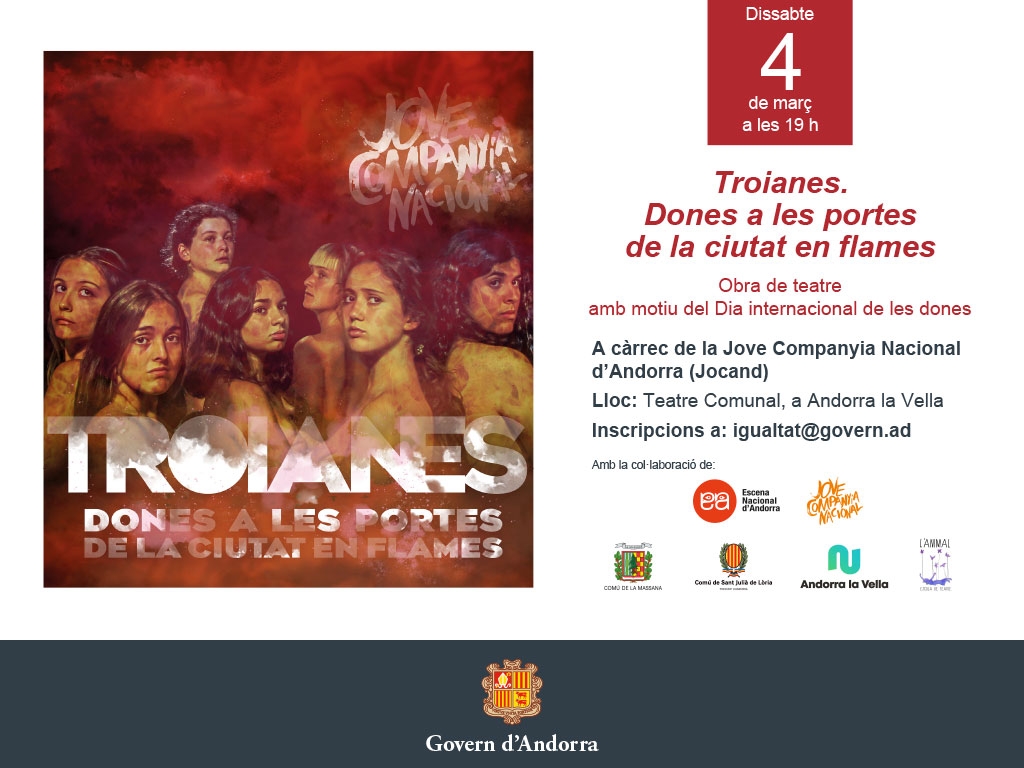 El Govern commemora el Dia Internacional de les Dones amb l’obra de teatre ‘Troianes. Dones a les portes de la ciutat en flames’