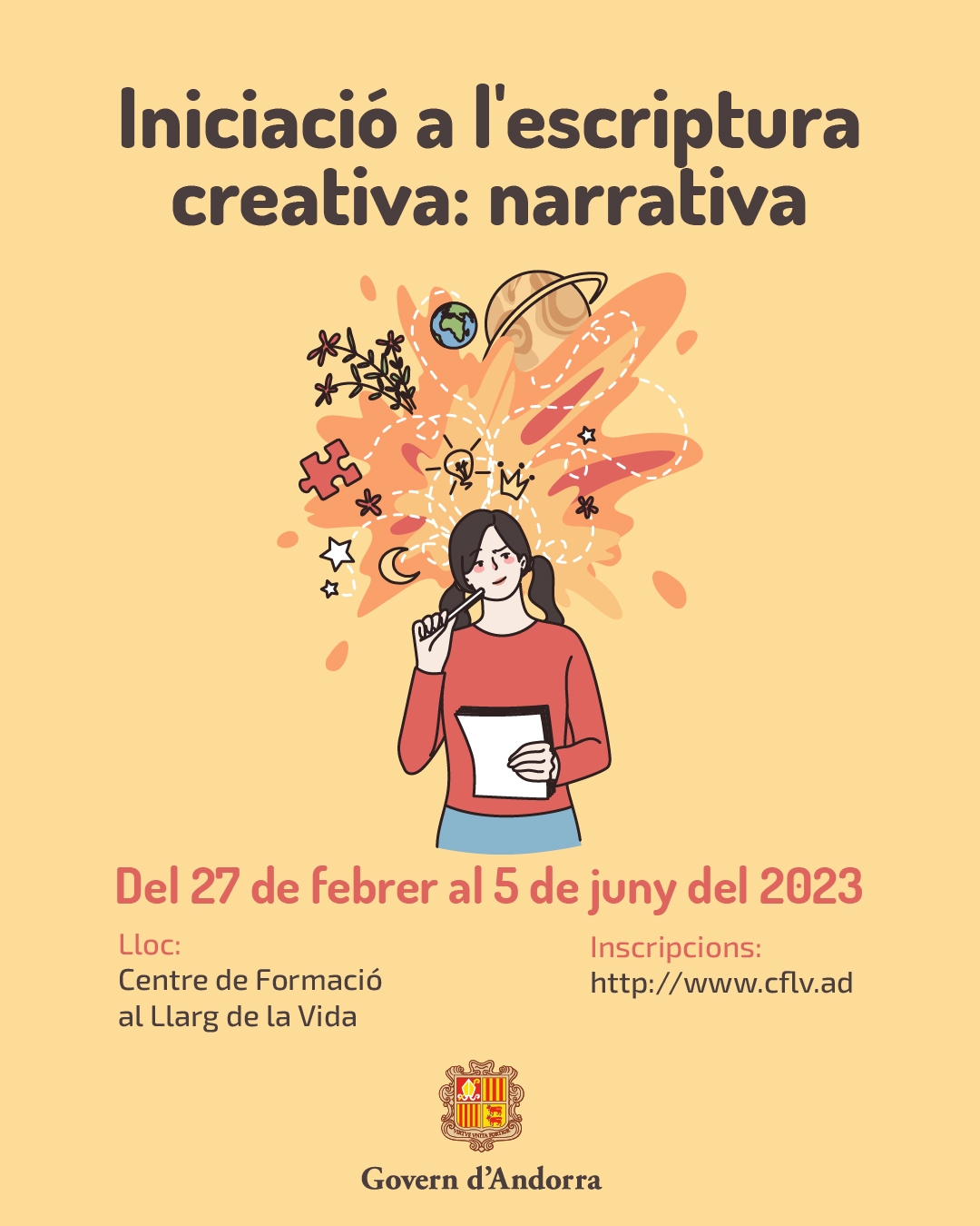 El Centre de Formació al Llarg de la Vida organitza un curs d’iniciació a l’escriptura creativa