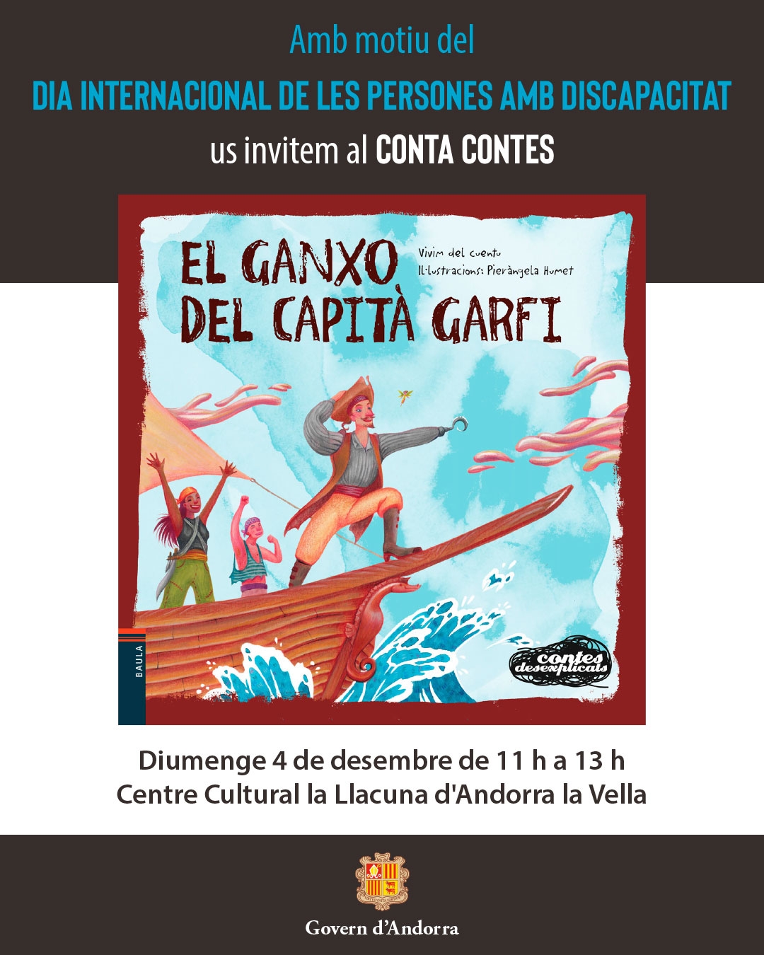 El Govern celebra aquest dissabte el Dia internacional de les persones amb discapacitat amb un contacontes al Centre Cultura La Llacuna