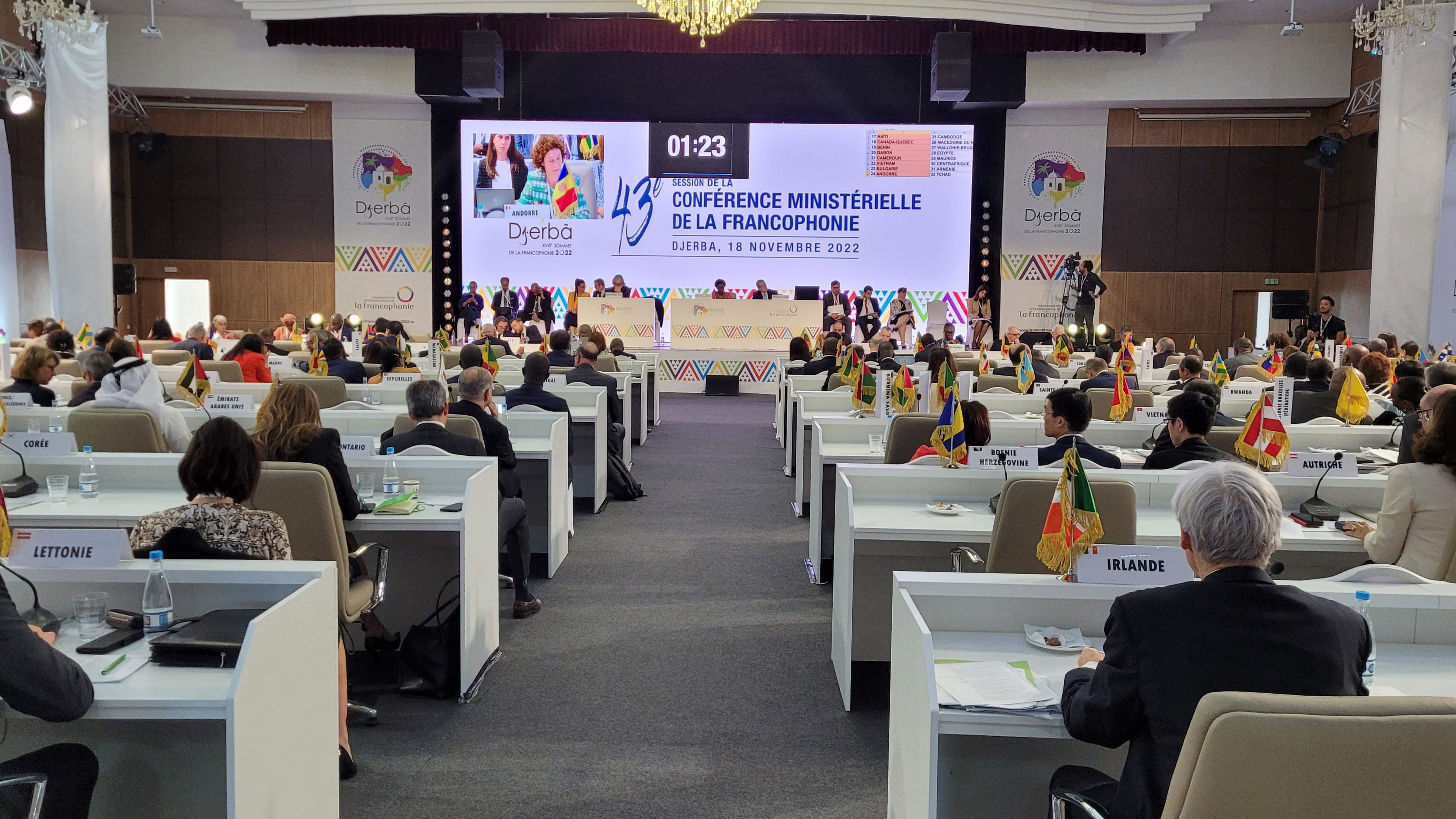 Ubach participa en la 43a Conferència ministerial de la Francofonia a Djerba, Tunísia amb més de 50 homòlegs d’arreu