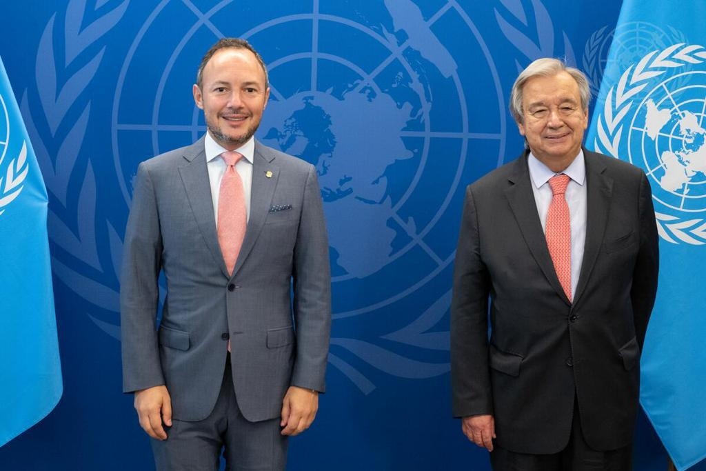 Xavier Espot inicia l’agenda de treball a l’Assemblea General de les Nacions Unides amb una reunió amb el secretari general, António Guterres