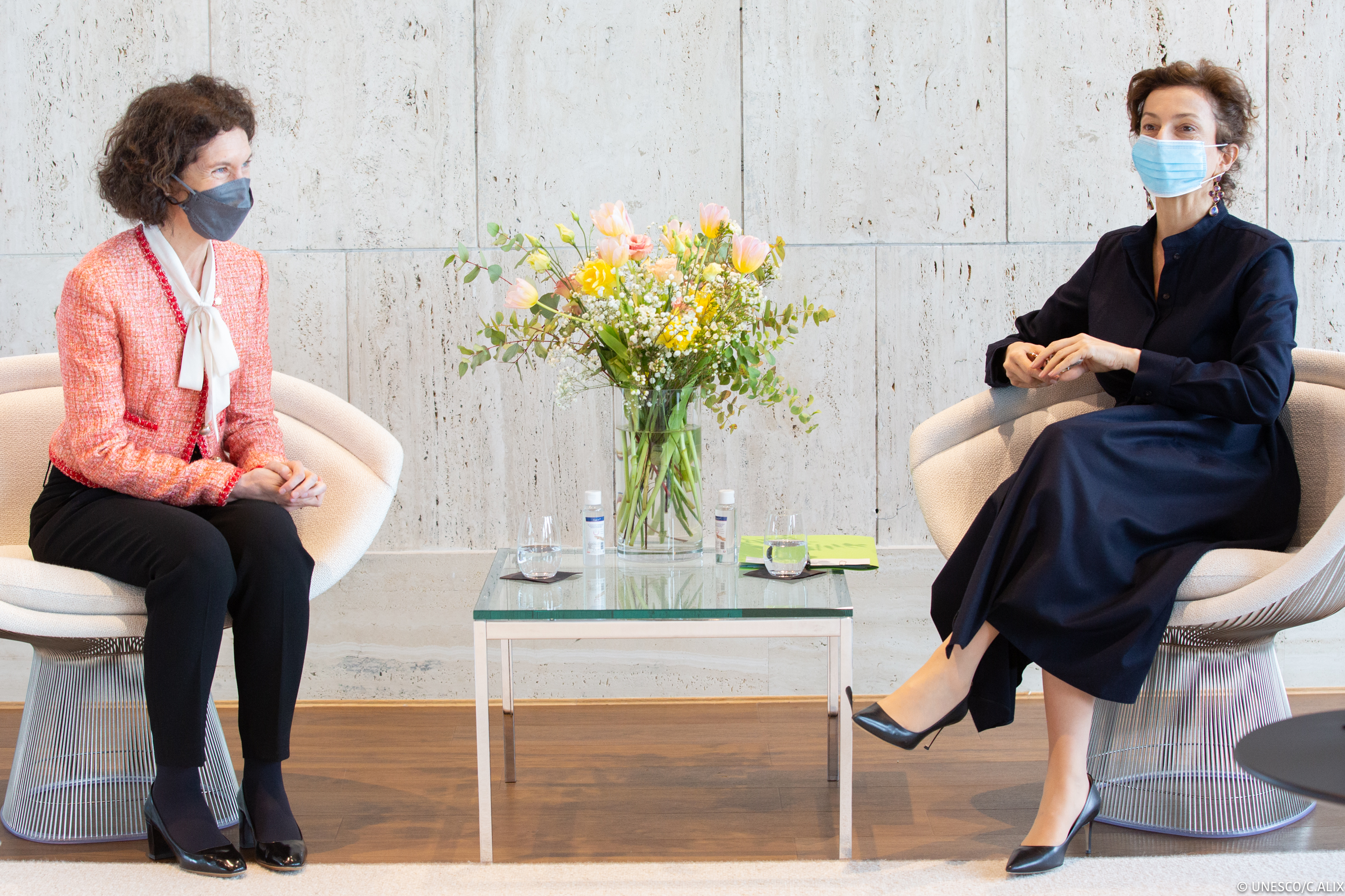 Ubach es reuneix amb la directora general de  la UNESCO, Audrey Azoulay, i amb l’ambaixador de la UE a Andorra, Didier Lenoir