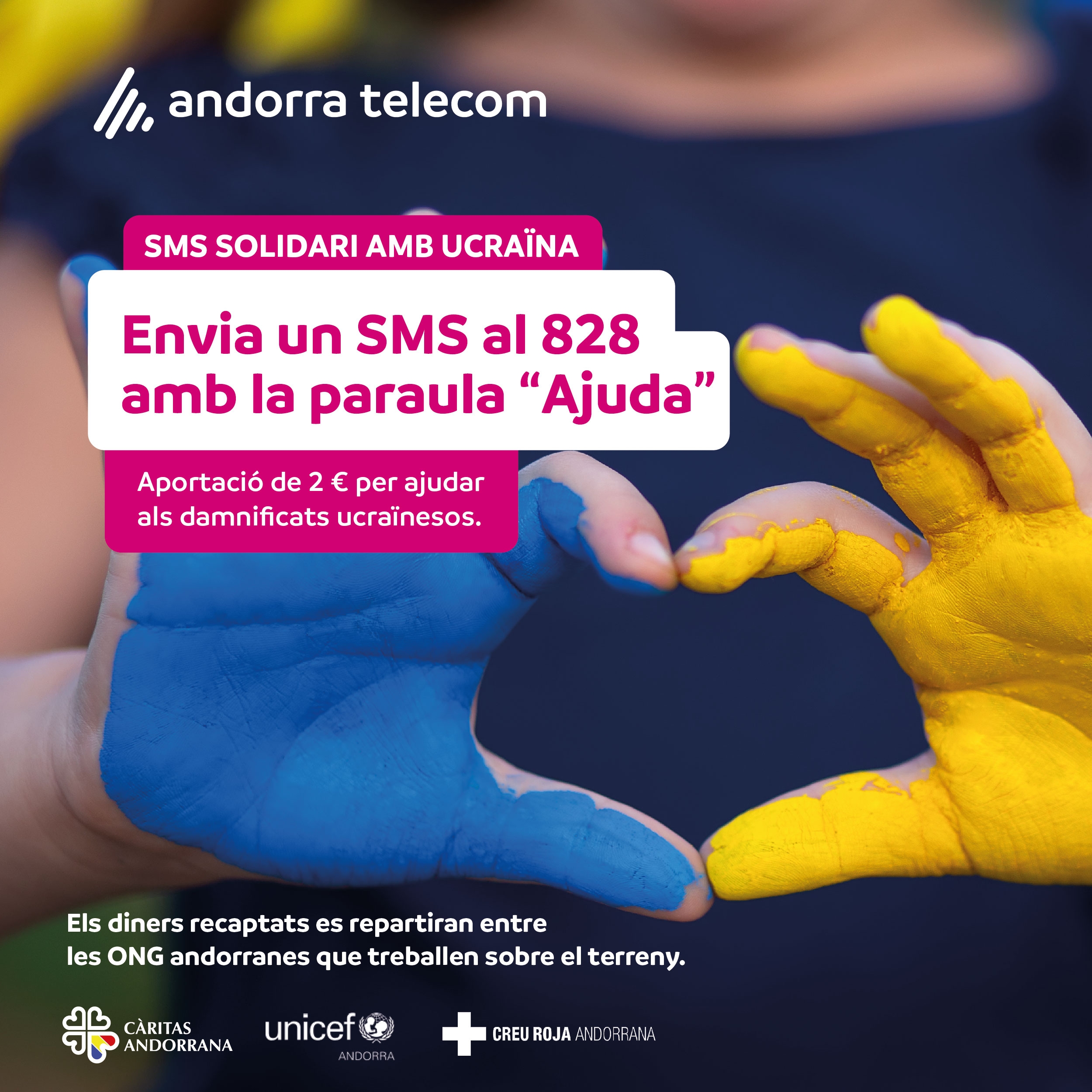 Andorra Telecom activa l’SMS solidari al 828, per ajudar el poble d’Ucraïna