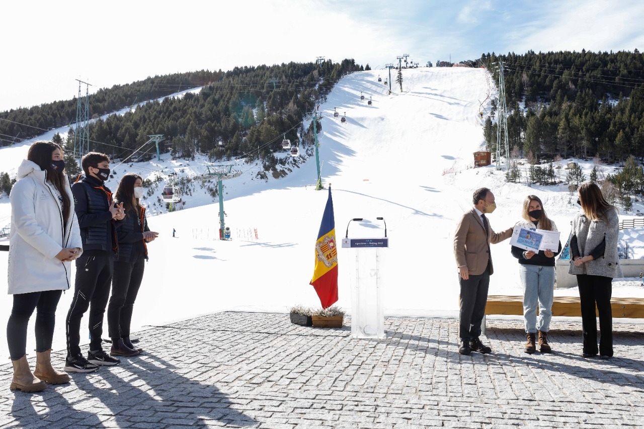 Espot i Riva reben a la delegació andorrana participant als JJOO d’hivern de Pequín 2022