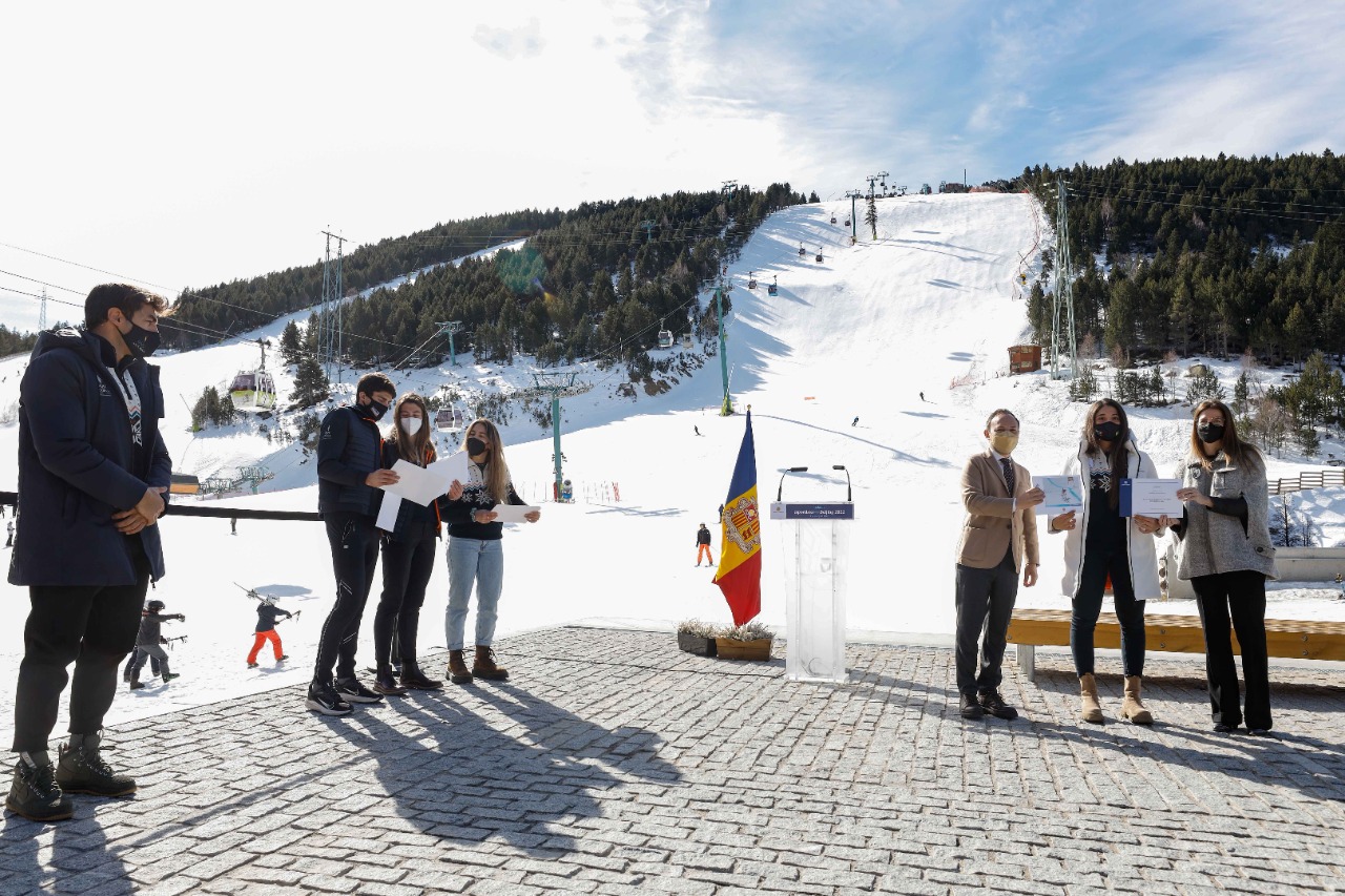 Espot i Riva reben a la delegació andorrana participant als JJOO d’hivern de Pequín 2022