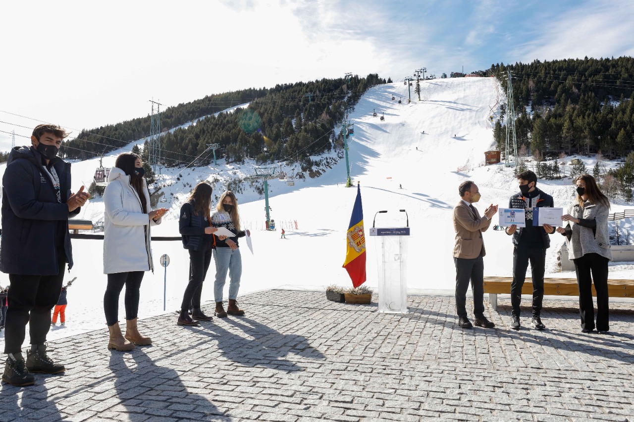 Espot i Riva reben a la delegació andorrana participant als JJOO d’hivern de Pequín 2022