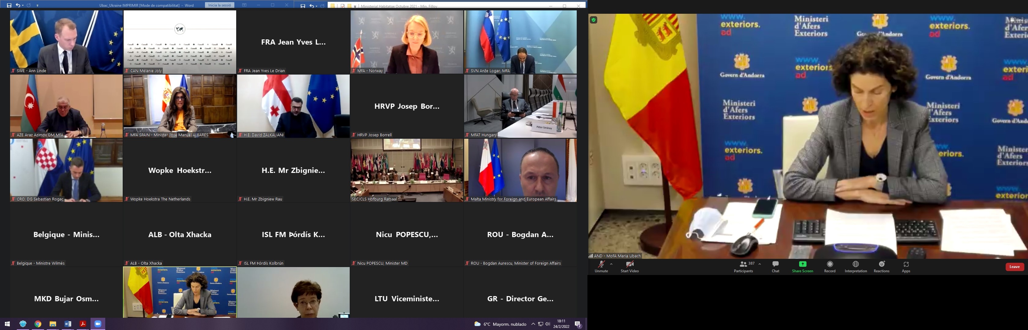 La ministra Ubach participa en una reunió d’alt nivell de l’OSCE per tractar la crisi a Ucraïna