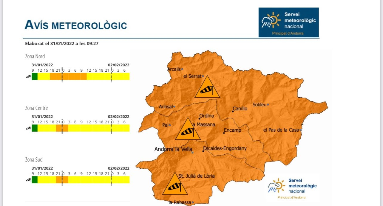 Protecció Civil activa una prealerta per un front fred que preveu un increment progressiu de vent a partir del migdia que arribarà a fortes ràfegues a la nit