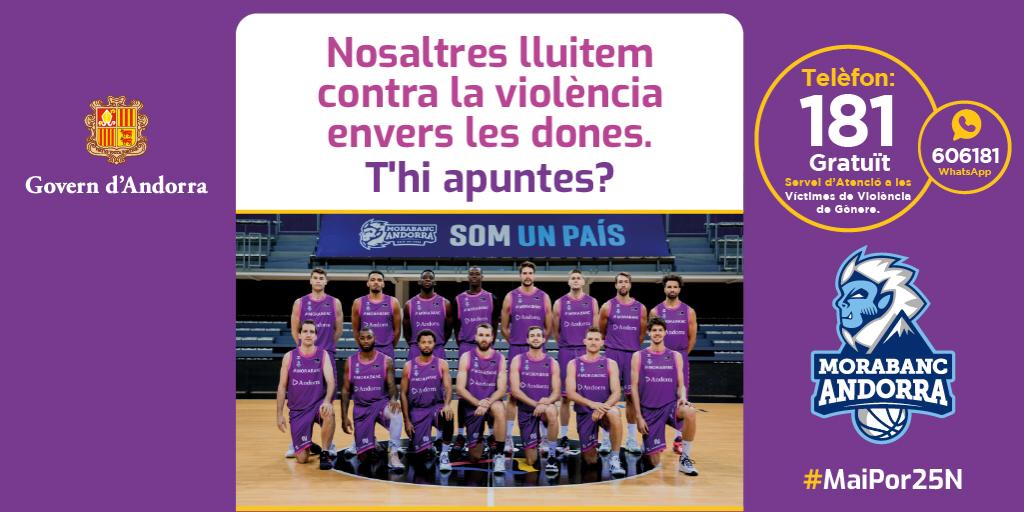 El Ministeri d’Afers Socials, Joventut i Igualtat i el Bàsquet Club Morabanc Andorra s’uneixen per lluitar contra la violència envers les dones