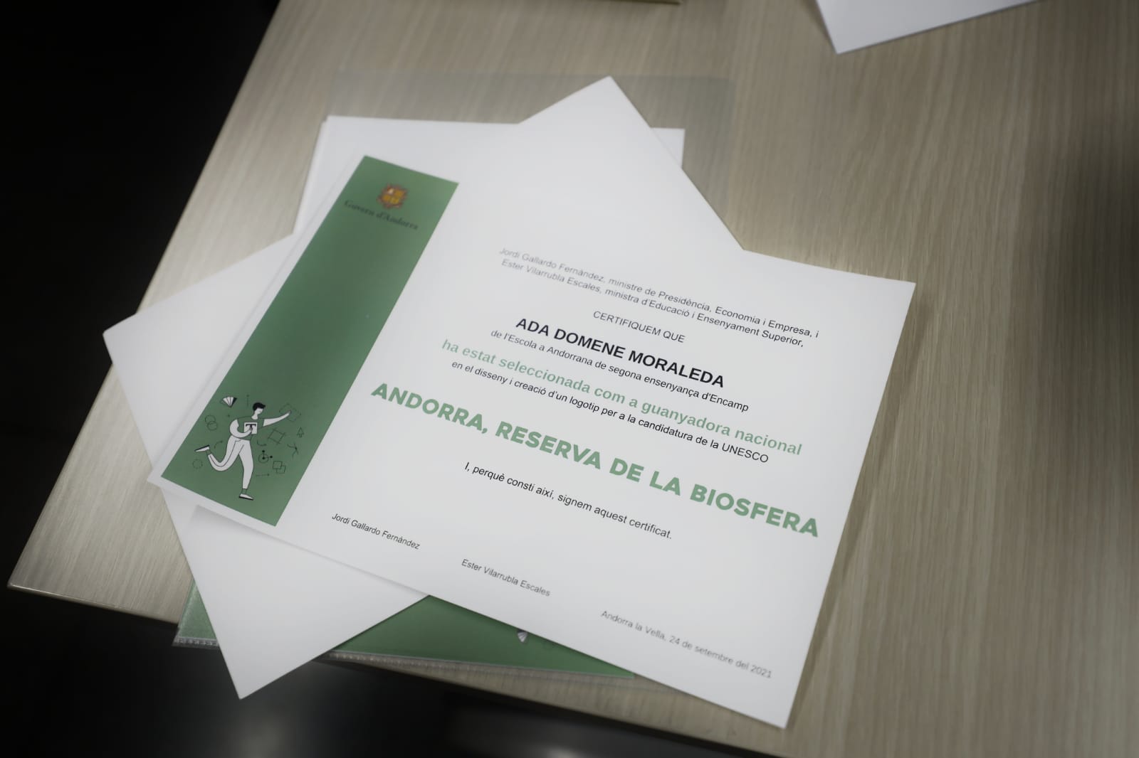 Ada Domene, l’alumna guanyadora del projecte de logotip per a la candidatura ‘Andorra, reserva de la Biosfera’
