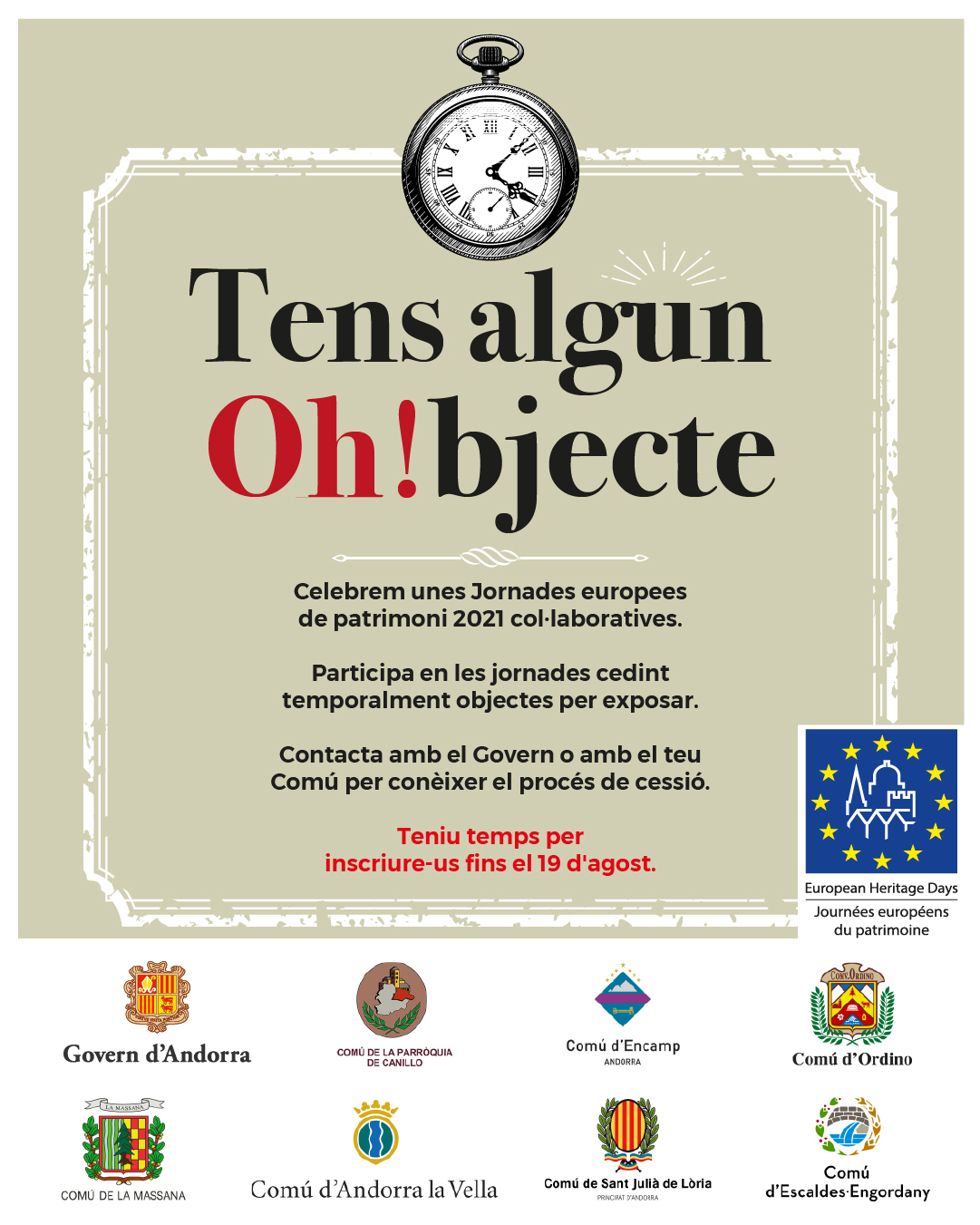 Cultura anima a la ciutadania a aportar objectes antics per celebrar les Jornades europees del patrimoni 2021 i exposar-los en aparadors