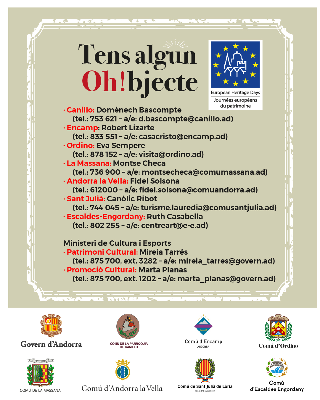 Cultura anima a la ciutadania a aportar objectes antics per celebrar les Jornades europees del patrimoni 2021 i exposar-los en aparadors