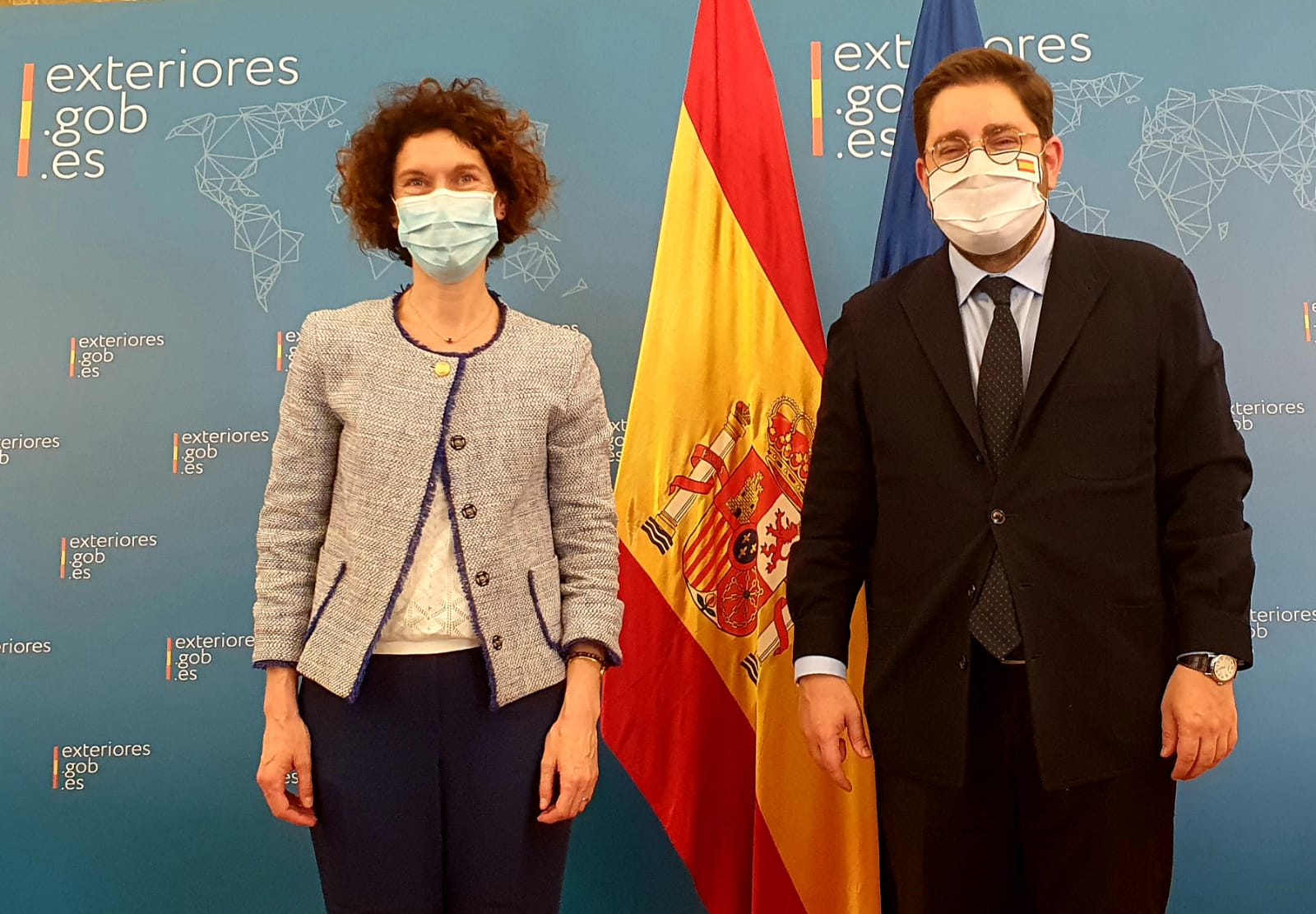 Maria Ubach es troba amb la ministra espanyola d’Afers Exteriors, Unió Europea i Cooperació, Arancha González Laya, per tractar les relacions bilaterals