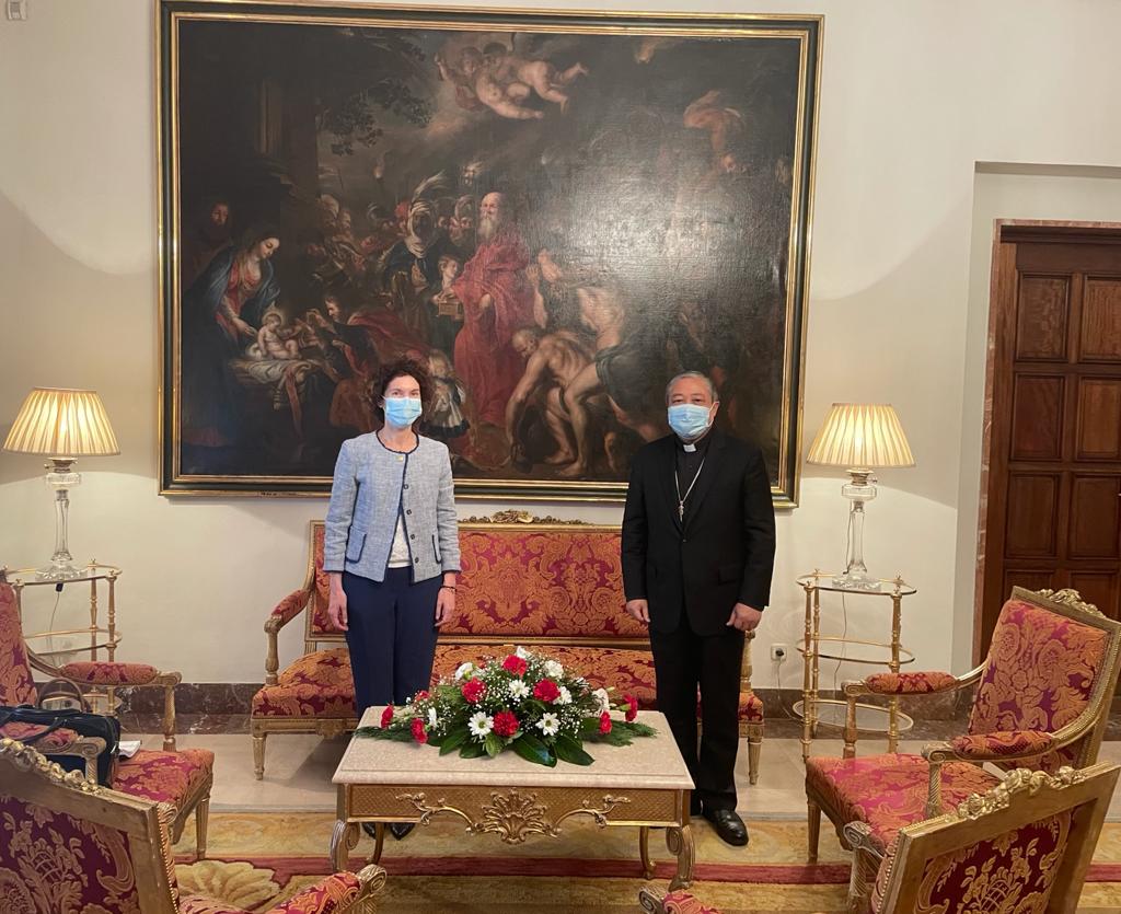 Maria Ubach es troba amb la ministra espanyola d’Afers Exteriors, Unió Europea i Cooperació, Arancha González Laya, per tractar les relacions bilaterals