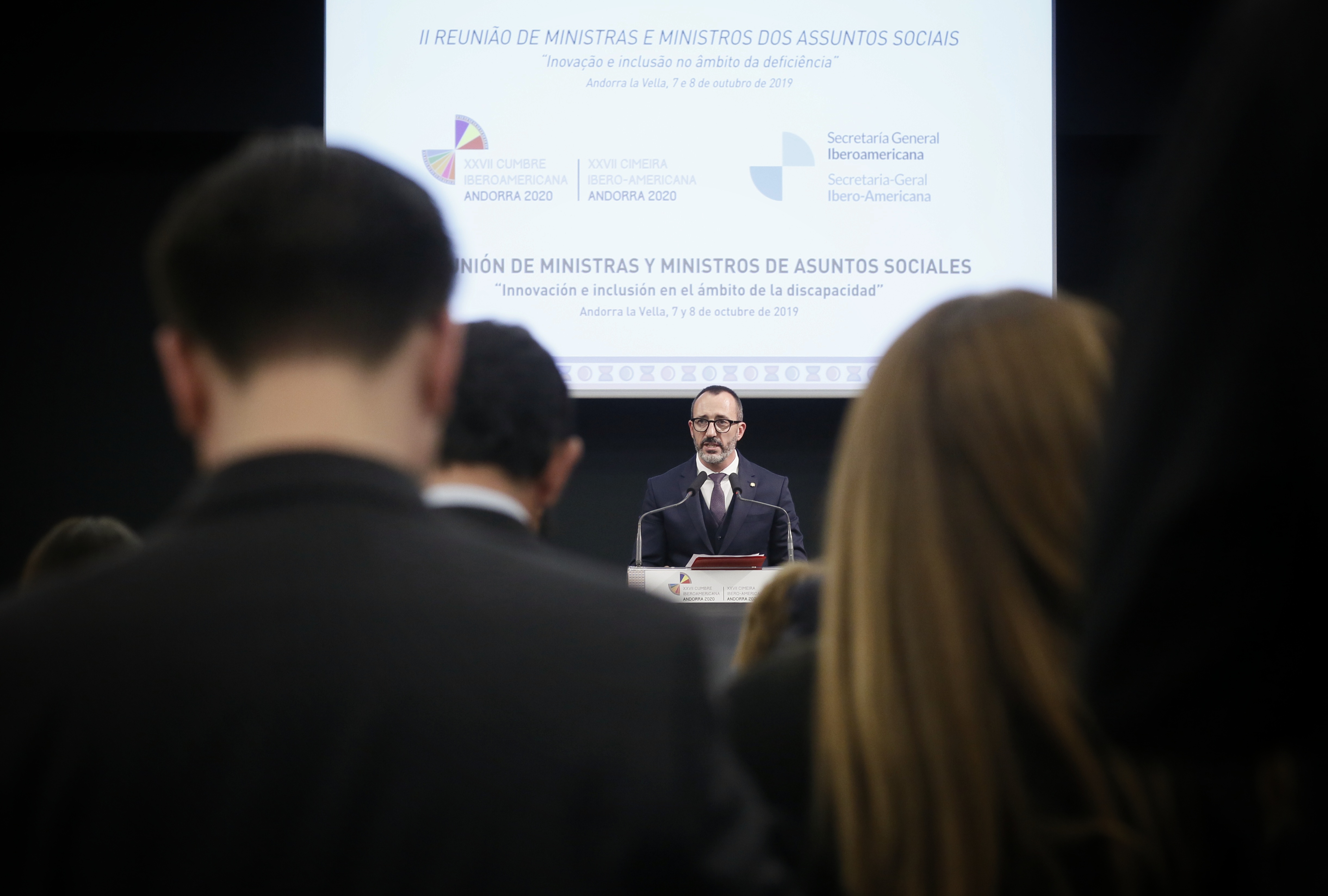 Filloy rep les delegacions dels països de la Comunitat Iberoamericana que participen en la II Reunió Iberoamericana de Ministres d’Afers Socials a Andorra