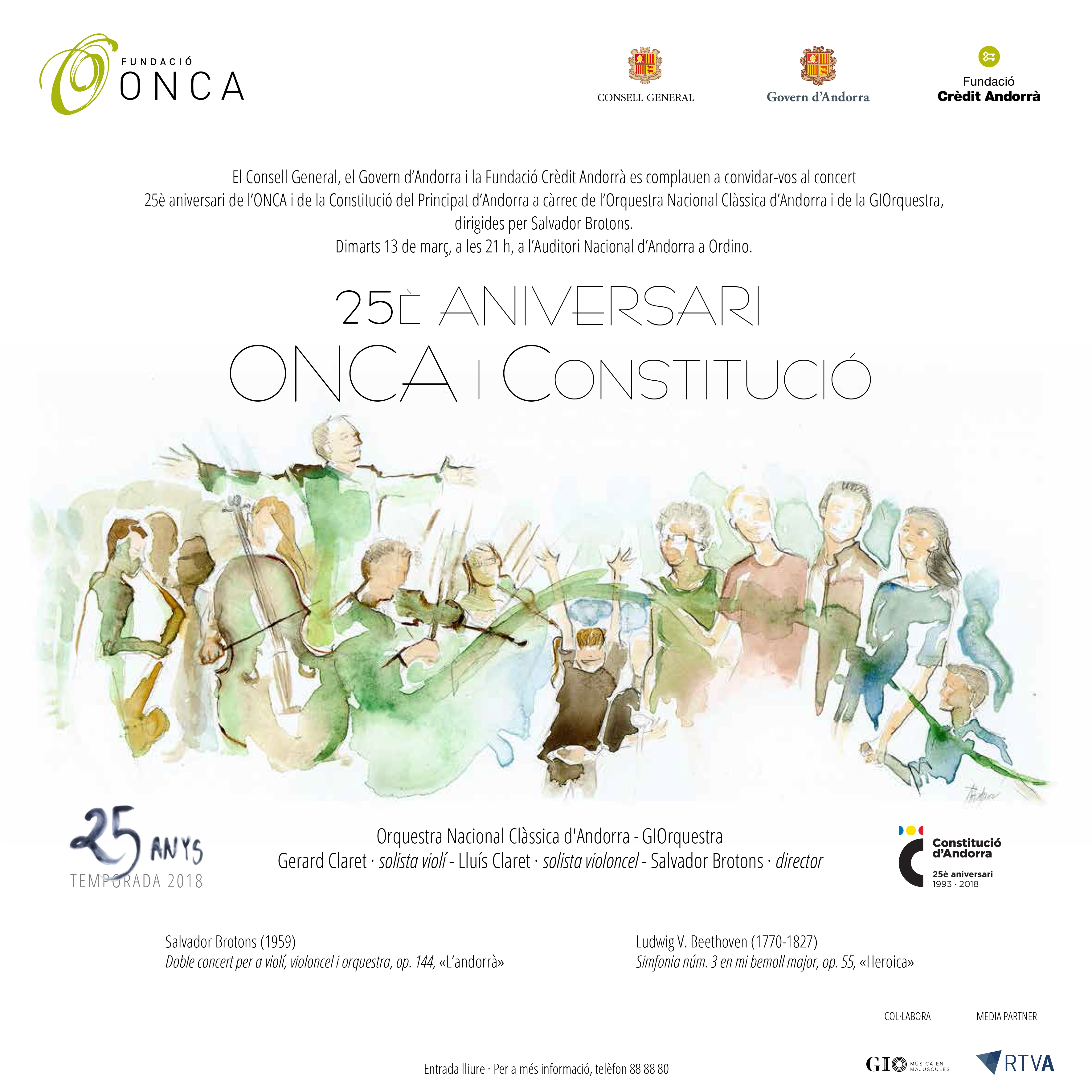 L’ONCA i la Constitució del Principat d’Andorra celebren 25 anys amb un concert d’estrena