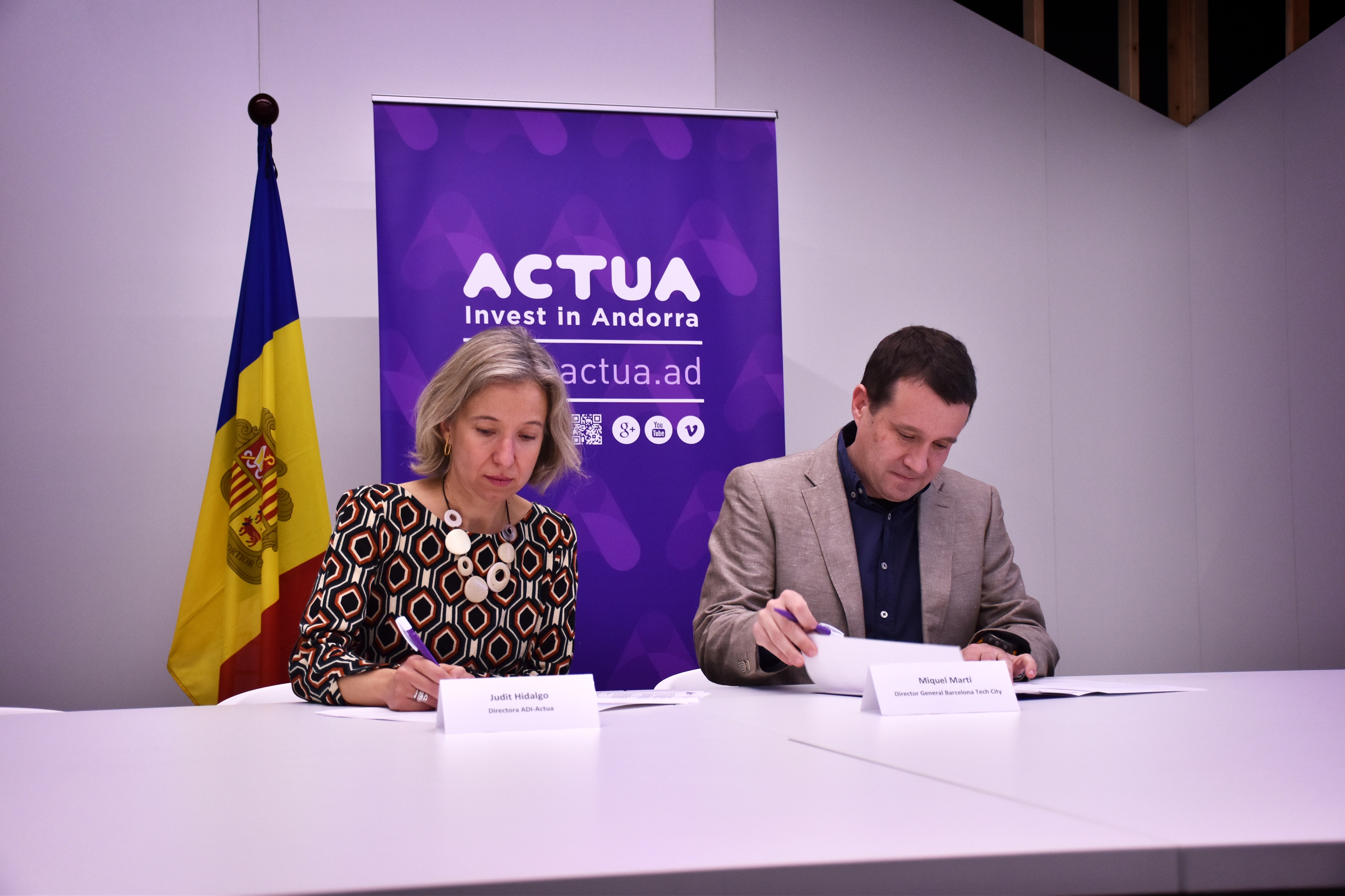 Actua signa un acord amb Barcelona Tech City que permetrà les empreses andorranes beneficiar-se de les oportunitats del hub barceloní