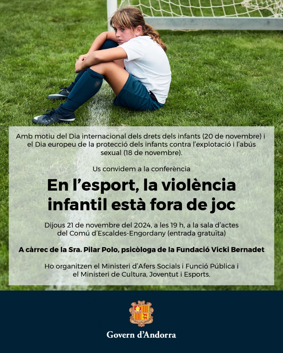 El Govern organitza una conferència sobre violència infantil a l’esport amb motiu del Dia internacional dels drets dels infants